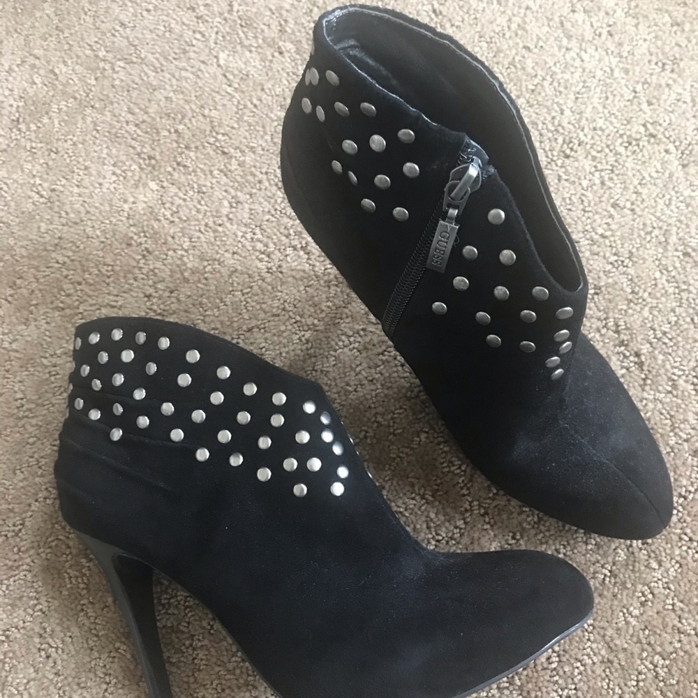 Guess suede studded high heel ankle  booties